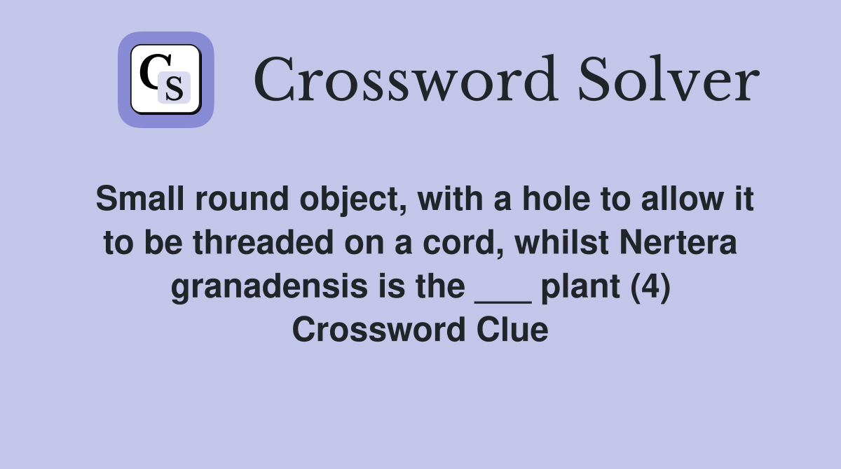 Small round object with a hole to allow it to be threaded on a cord